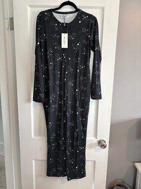 NWT Masongrey Women's Sleep Onesie Black and White with Stars Size Small
